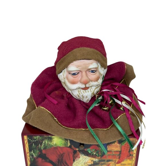 VTG 1986 Enesco Santa Jack-in-the-Box Musical ’Twas the Night Before Christmas - Picture 3 of 10